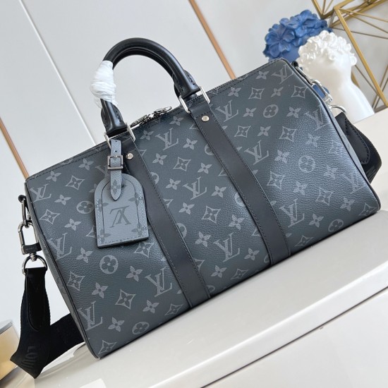 replica KEEPALL BANDOULIERE 35 BAG BLACK MONOGRAM ECLIPSE CANVAS M46655 UK