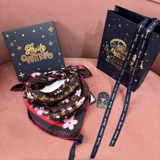 replica X TAKASHI MURAKAMI MONOGRAM CHERRY BLOSSOM SQUARE 70 IN TAN UK