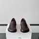 Loewe Men's Campo Deerskin Loafers Front View Front view of pair of Loewe Men's Campo Deerskin Penny Loafers showing apron toe stitching