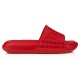 Profile view of Christian Louboutin Take It Easy red mules showing side strap details