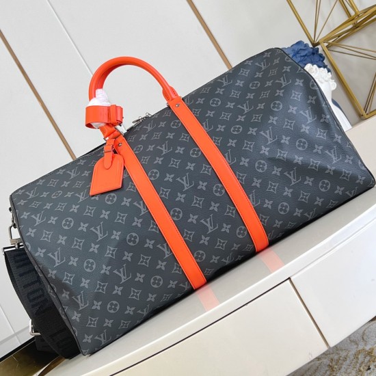 replica KEEPALL BANDOULIERE 55 BAG BLACK MONOGRAM ECLIPSE CANVAS M15253 UK