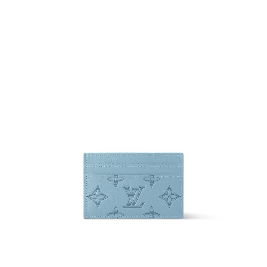 replica DOUBLE CARD HOLDER SKY BLUE MONOGRAM SHADOW CALF LEATHER M14791 UK