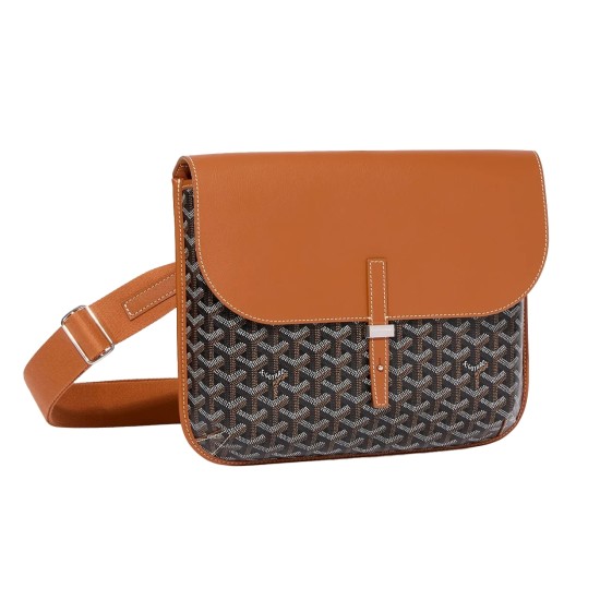 replica COURSIER MESSENGER BAG IN BLACK AND TAN UK