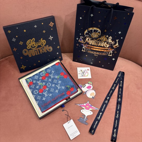 replica X TAKASHI MURAKAMI DENIM CERISE SQUARE 90 IN BLUE M96389 UK