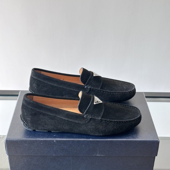 replica LEATHER DRIVING SHOES IN BLACK - PD232 UK
