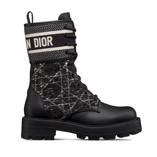 replica D-MAJOR ANKLE BOOTS BLACK AND WHITE CANNAGE TWEED AND BLACK CALFSKIN - CD429 UK