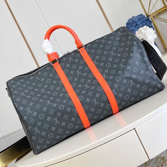 replica KEEPALL BANDOULIERE 55 BAG BLACK MONOGRAM ECLIPSE CANVAS M15253 UK