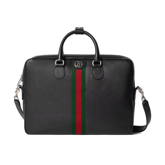 replica OPHIDIA LARGE BRIEFCASE BLACK SOFT LEATHER WITH NATURAL SHINE UK