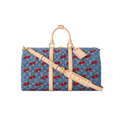 X Tm Keepall Bandouliere 45 Bag Monogram Cherry Denim M13875 Uk