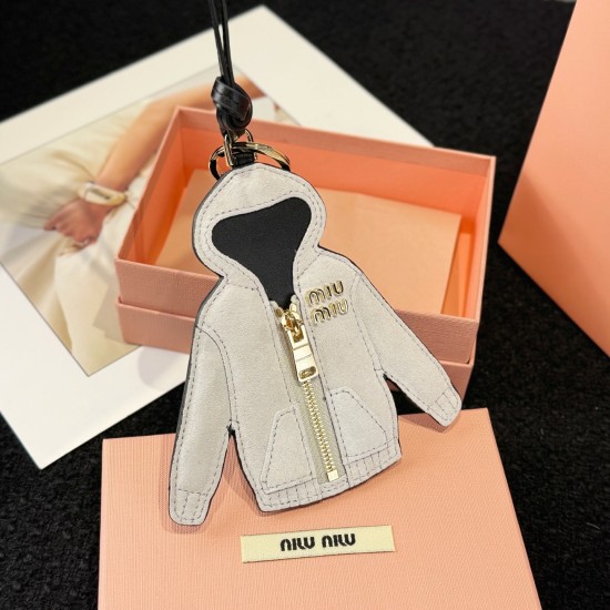 replica LEATHER SHIRT KEYCHAIN IN GREY UK