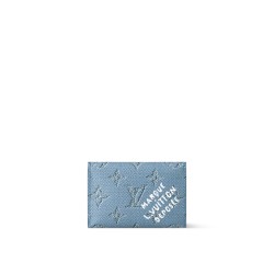 SLIM CARD HOLDER BLUE MONOGRAM HERITAGE CANVAS M14817 UK