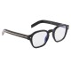 Three quarter angle view of Prada Men's men sunglasses with black frames and crystal lenses