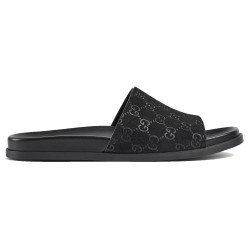 Gucci Men's Black Gg Suede Slide Sandals Luxurious