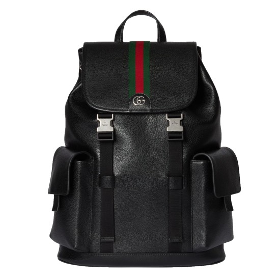 replica OPHIDIA LARGE BACKPACK BLACK SOFT LEATHER WITH NATURAL SHINE UK
