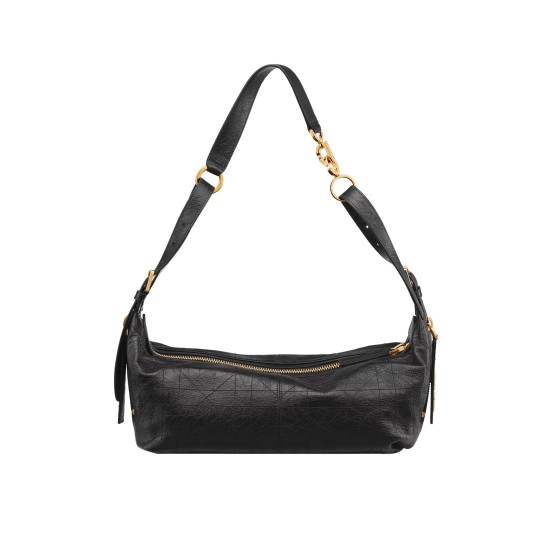 Replica Medium D-Journey Bag In Crinkled Calfskin Black Flat Macrocannage Uk - 13114 - Buddha Luxury