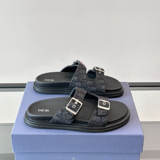 replica AQUA SANDALS BLACK OBLIQUE JACQUARD - CDS36 UK