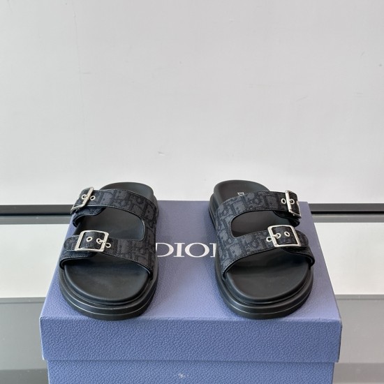 replica AQUA SANDALS BLACK OBLIQUE JACQUARD - CDS36 UK