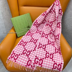 GG WOOL JACQUARD SCARF IN PINK UK