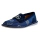 Dolce & Gabbana Men's Blue Denim Logo Buckle Loafer Side Angle View Dolce & Gabbana Men's Blue Denim Logo Buckle Loafer - Side Angle