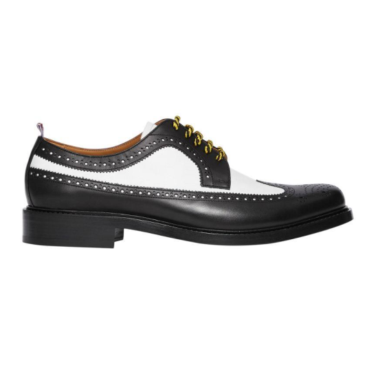 replica BROGUE LEATHER LACE-UP SHOES IN BLACK AND WHITE - BBR105 UK