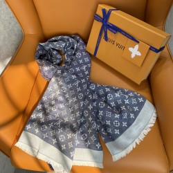 MONOGRAM DENIM SHAWL IN BLUE UK
