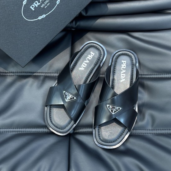 replica SAFFIANO LEATHER CRISSCROSS SANDALS IN BLACK - PDS15 UK