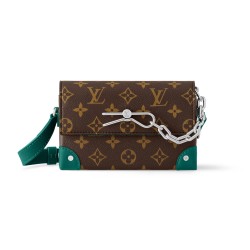 Steamer Wearable Wallet Borneo Green Monogram Macassar Canvas M12808 Uk