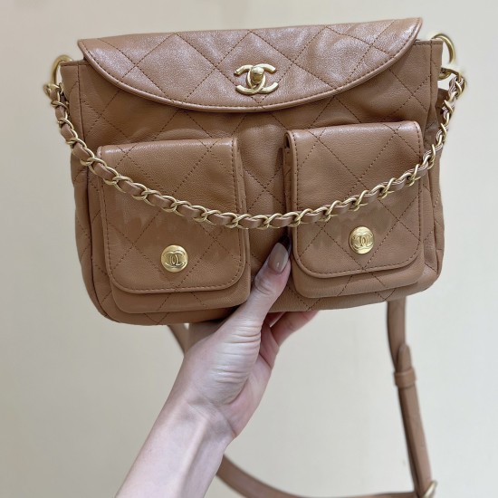 Replica Chanel Women CrossBody and Shoulder Hobo Bag Brown Calfskin Uk