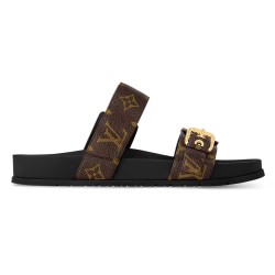 BOM DIA FLAT COMFORT MULES IN BROWN - LVS97 UK