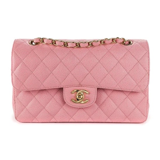 Replica Chanel 13019 CFR#12250 Buddha Luxury Replica Chanel Small Classic Handbag Pink Grained Calfskin And Gold-Tone Metal Uk - 13019 - Buddha Luxury