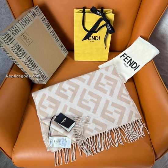 replica SCARF MONOGRAM CASHMERE LOGO IN BEIGE UK