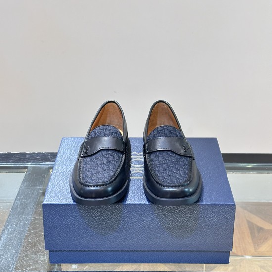 replica GRANVILLE LOAFER BLACK SMOOTH CALFSKIN AND BLACK OBLIQUE JACQUARD - CD317 UK