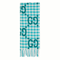 GG WOOL JACQUARD SCARF IN BLUE UK