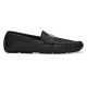 Dolce & Gabbana Men's Black Driver Shoes Side Profile Dolce & Gabbana Men's Black Grainy Leather Plaque Driver Shoes side view