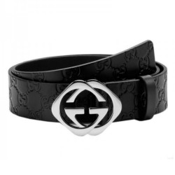 Black Ssima Leather Belt With Square G Buckle - B4 Uk