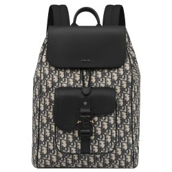 SADDLE BACKPACK BEIGE AND BLACK OBLIQUE JACQUARD AND BLACK GRAINED CALFSKIN UK
