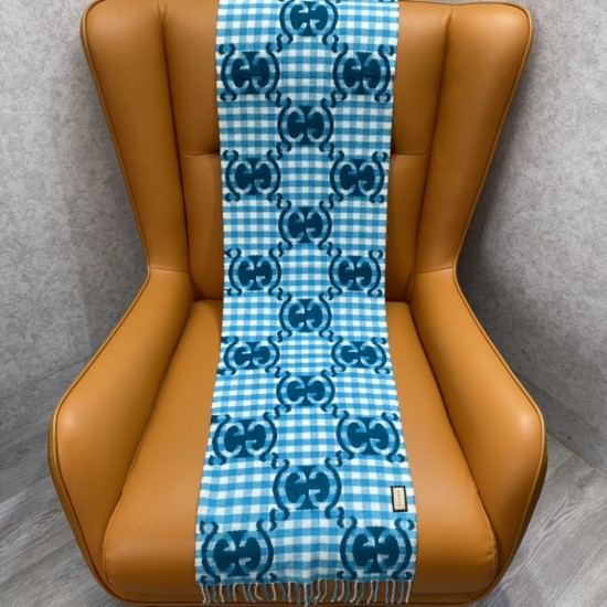 Replica Check Wool Scarf In Blue And White Uk