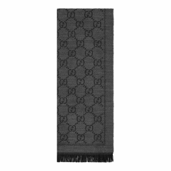 GG JACQUARD KNIT SCARF IN GREY UK
