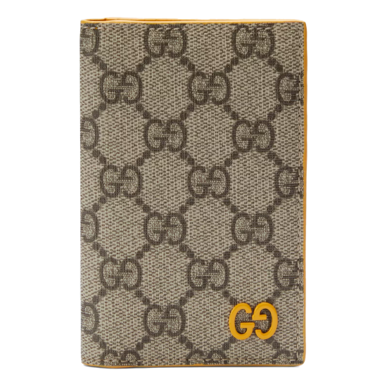 replica LONG CARD CASE WITH GG DETAIL YELLOW LEATHER TRIM UK