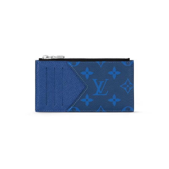 replica COIN CARD HOLDER NAVY BLUE TAIGA COWHIDE LEATHER M30270 UK