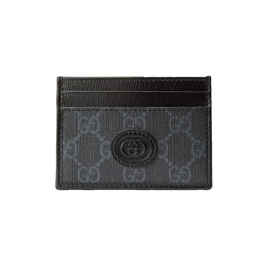 Replica Gucci 12171 GFR#4696 Buddha Luxury Replica Card Case With Interlocking G Black Gg Supreme Canvas Uk - 12171 - Buddha Luxury