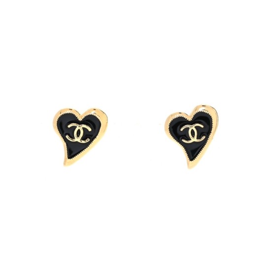 replica CHANEL METAL CC HEART EARRINGS IN GOLD AND BLACK UK