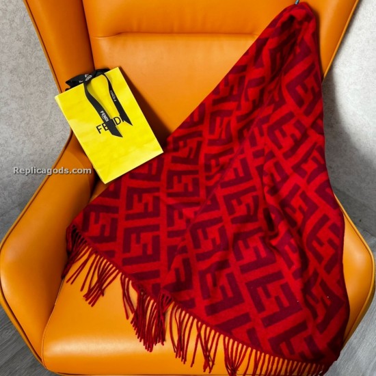 replica SCARF MONOGRAM CASHMERE LOGO IN RED UK