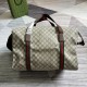 replica MEDIUM DUFFLE BAG WITH WEB BEIGE AND EBONY SOFT GG SUPREME UK