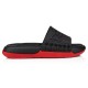Christian Louboutin Take It Easy Black Slides Side View in black and red Christian Louboutin Take It Easy Black Slides side profile showing red outsole