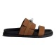 Hermes Jackson Brown Suede Sandal Side Profile in brown and silver Profile view of Hermes Jackson brown suede double strap sandal with silver hardware