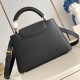replica CAPUCINES MM HANDBAG BLACK TAURILLON LEATHER M12135 UK