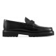 Side profile view of L Men's Major Loafers In Black Leather highlighting the chunky lug sole