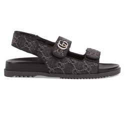 SANDALS WITH DOUBLE G BLACK AND GREY GG DENIM - GCS35 UK