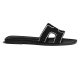 Hermes Oran Black Suede Flat Sandal Lateral View Side profile of the black suede flat sandal showing the crystal-trimmed strap and low heel